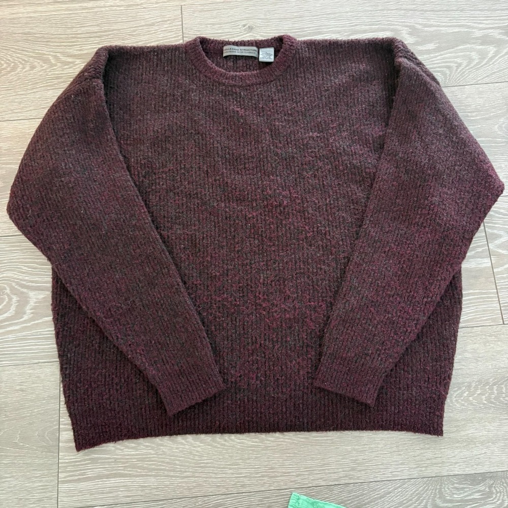 Vintage Collezioni Structure Mens Maroon Red Crew Neck Lambswool blend Sweater L